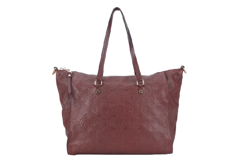 Louis Vuitton bags with a chain - link trim and a leather body for a modern edgeLOUIS VUITTON LUMINEUSE PM (M93413) BURGUNDY MONOGRAM EMPREINTE GOLD HARDWARE WITH DUST COVER