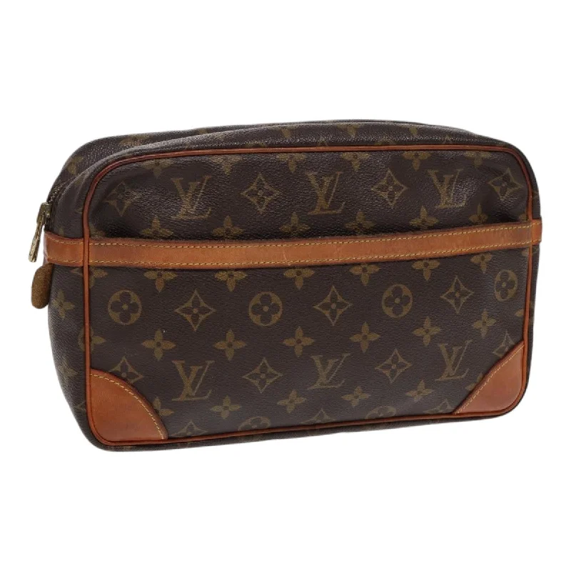 Louis Vuitton handbags with a back - zip pocket for storing valuablesLOUIS VUITTON Monogram Compiegne 28 Clutch Bag M51845 LV Auth ki4774