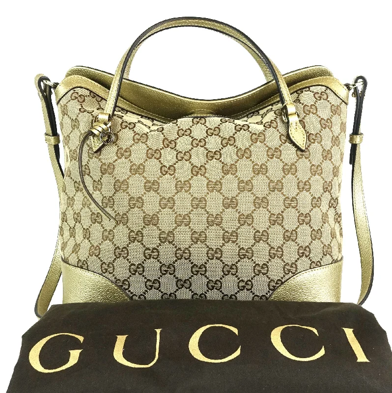 Gucci tote bags for women with a printed Gucci logoBree Monogram Canvas Convertible Top Handle Bag