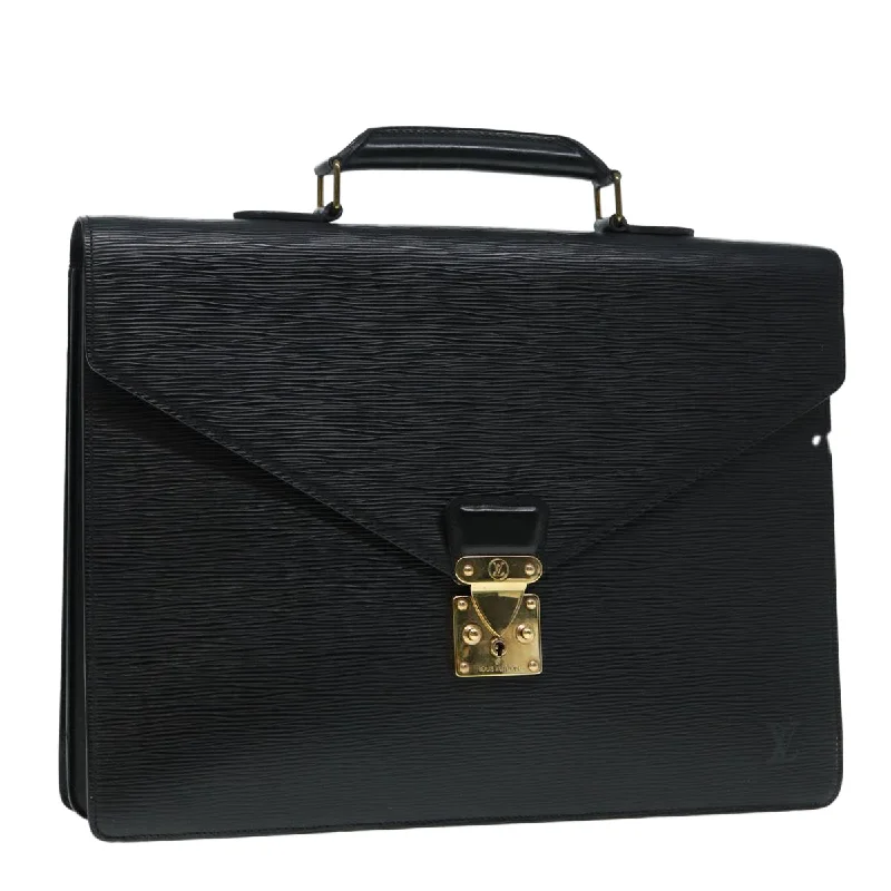 Louis Vuitton bags with a front - zip pocket for small items like keysLOUIS VUITTON Epi Serviette Conseiller Briefcase Black M54422 LV Auth bs17184