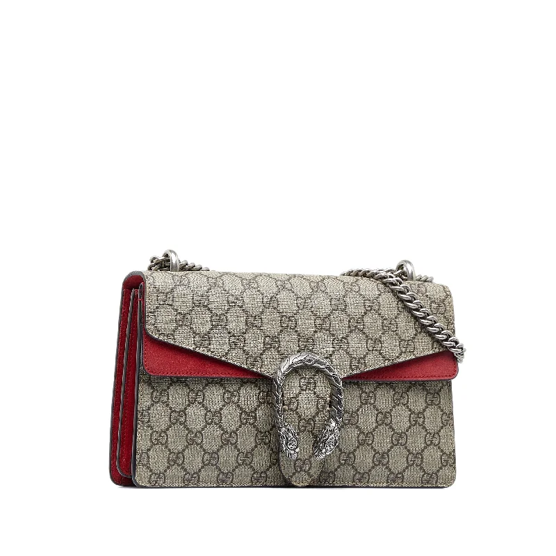 Gucci tote bags for women with a double - handle designGucci Dionysus Small Brown GG Supreme Canvas