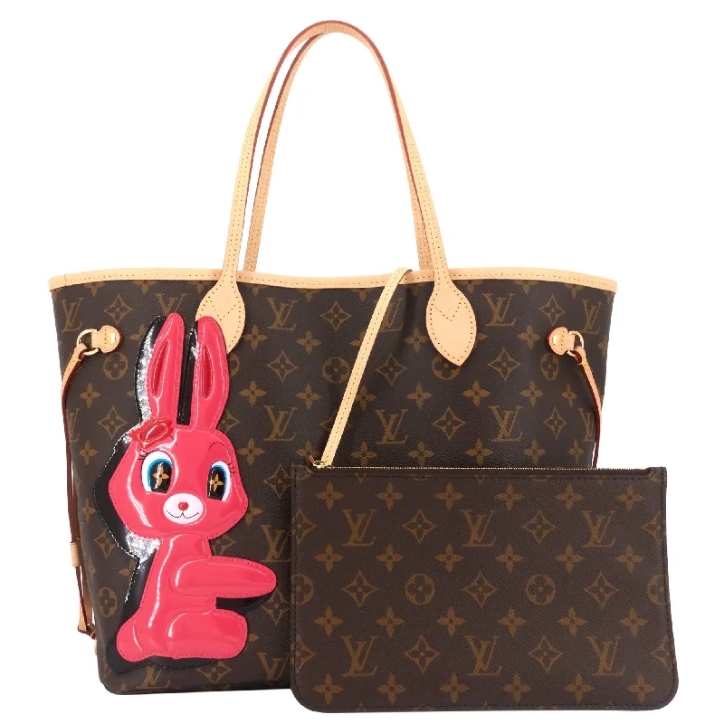 Ladies Louis Vuitton Petite Malle bags in a pastel color for a soft lookNeverfull MM Rabbit Monogram Canvas Bag with Pouch