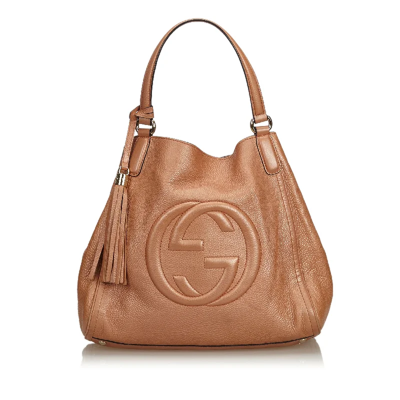 Ladies Gucci shoulder bags with a magnetic - closure flapSoho Calf Leather Tassel Bag