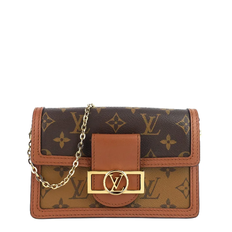 Louis Vuitton handbags with a metal - framed clasp for durabilityDauphine Chain Wallet Reverse Monogram Bag