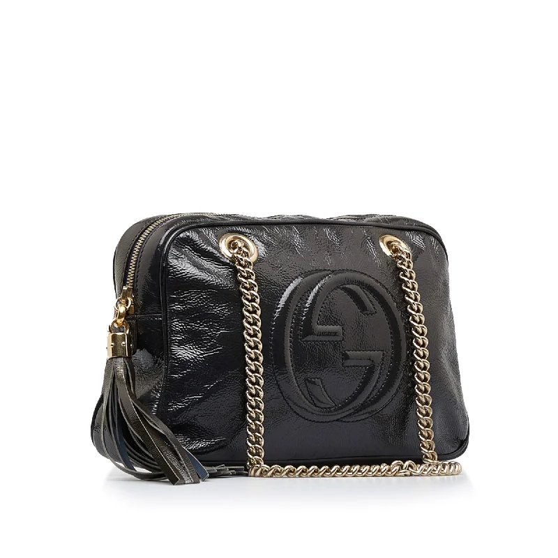 Gucci handbags for women with a back - zip pocketGucci Soho Chain Black Leather