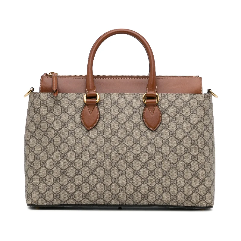 Women Gucci tote bags in GG Supreme canvas for a branded feelGucci Linea A Zip Brown GG Supreme Canvas