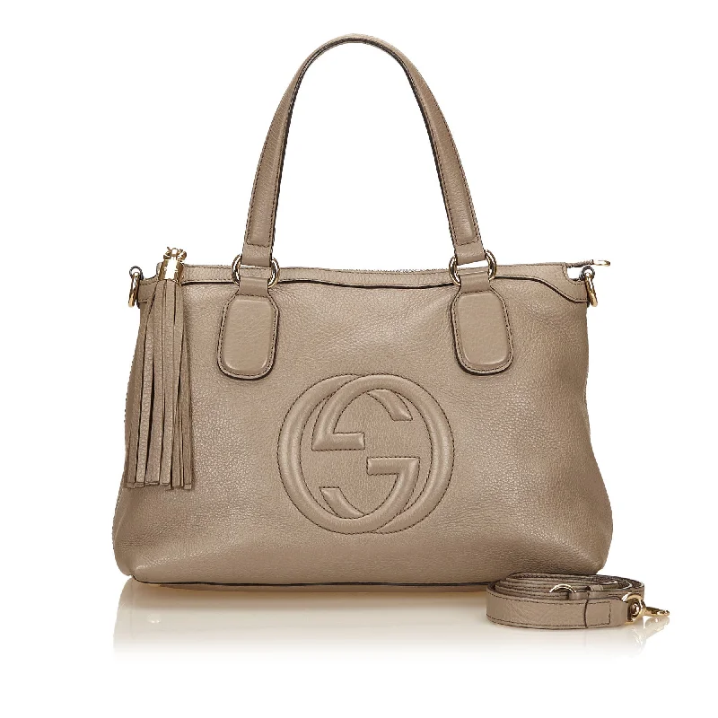 Women Gucci Sylvie bags with a leather - wrapped handleSoho Convertible Leather Tassel Bag