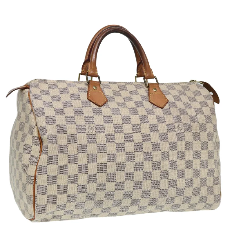 Louis Vuitton handbags with a beaded trim for a touch of glamourLOUIS VUITTON Damier Azur Speedy 35 Hand Bag N41535 LV Auth 87428