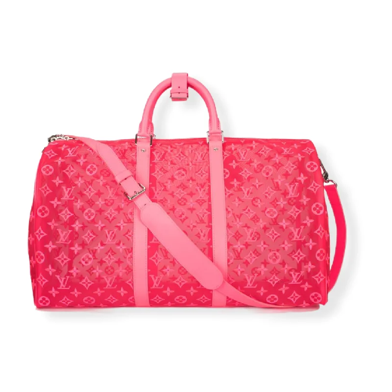 Louis Vuitton Twist bags with a contrast - colored interior for visual interestLouis Vuitton Keepall 50 Bandouliere Mesh Monogram Pink