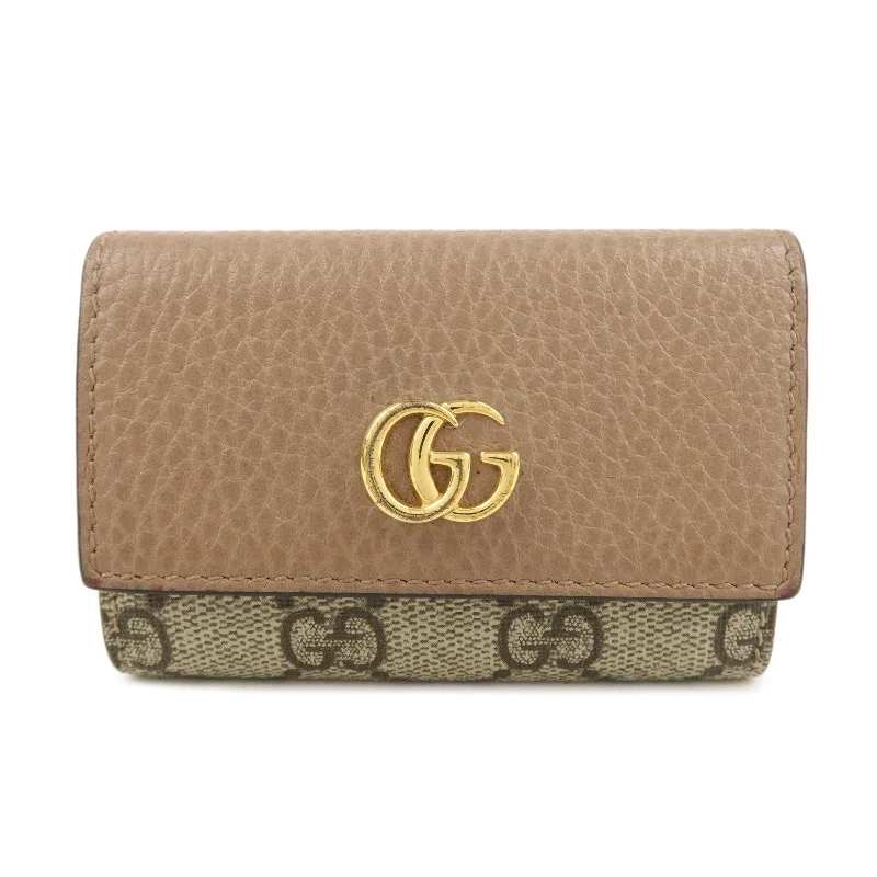 Gucci handbags for women with a patent - leather finishGUCCI GG Marmont Leather GG Supreme 6 Key Case Beige 456118