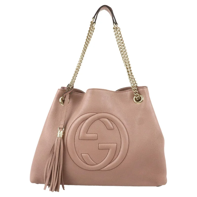 Gucci Marmont bags for women with a contrast - colored interiorGUCCI SOHO Leather Chain Shoulder Bag Pink 308982