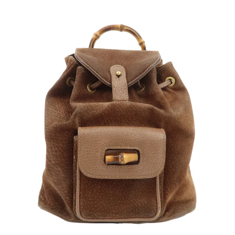 Ladies Gucci Dionysus bags with a detachable shoulder strapGUCCI Bamboo Suede Leather Mini Back Pack Brown 003.2852.0030