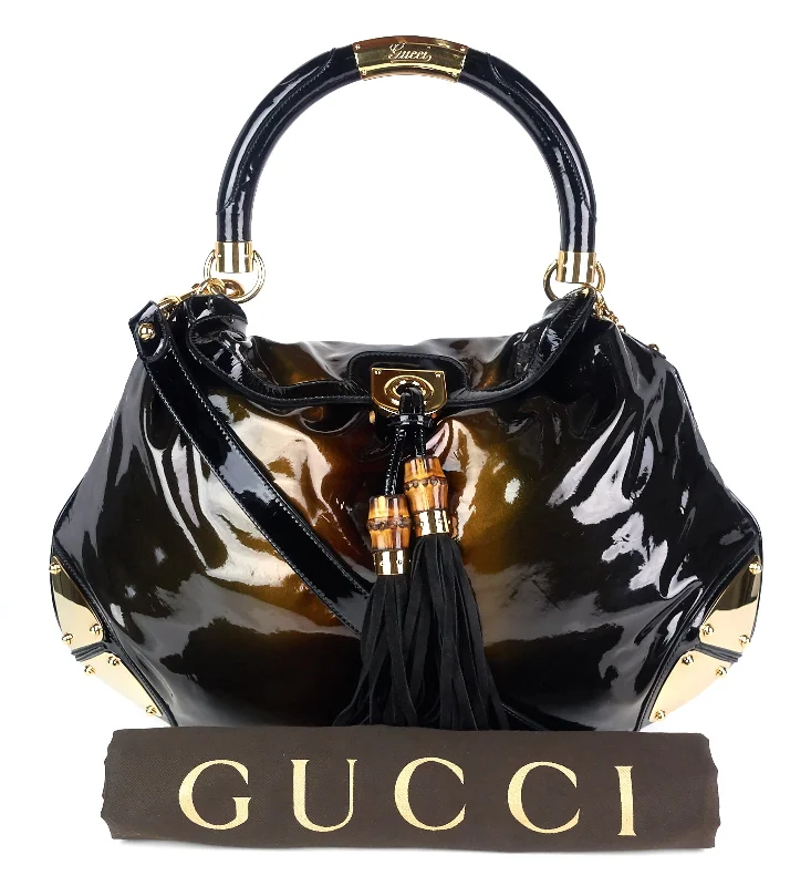 Gucci handbags for women with a beaded trimIndy Patent Leather Large Hobo Bag