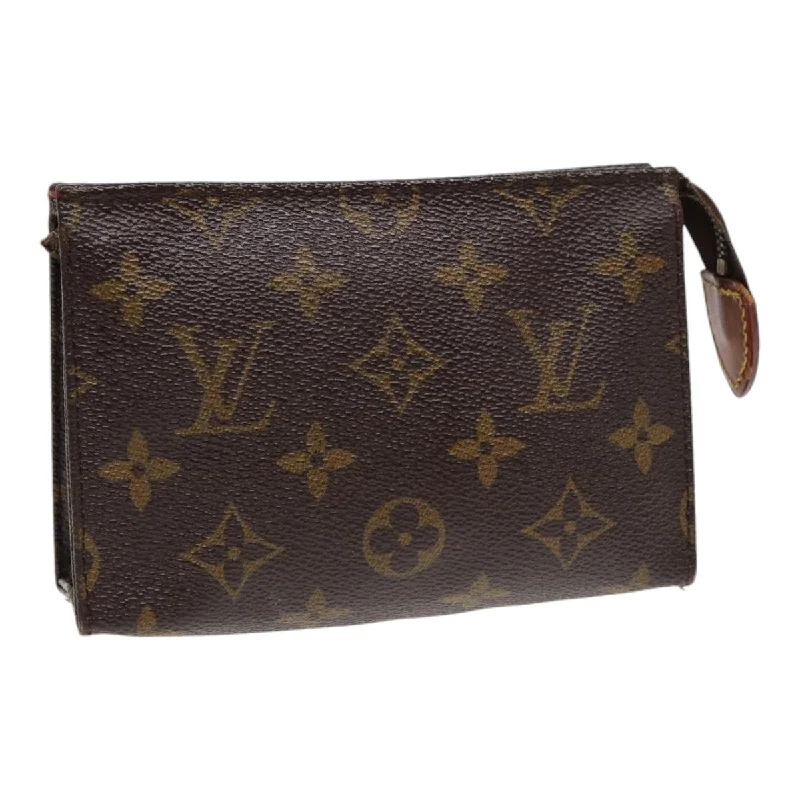 Louis Vuitton bags with a chain - link trim and a leather body for a modern edgeLOUIS VUITTON Monogram Poche Toilette 15 Pouch M47546 LV Auth 84464