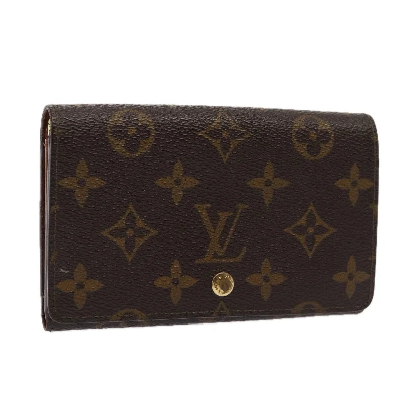 Ladies Louis Vuitton shoulder bags with a tassel decoration for charmLOUIS VUITTON Monogram Porte Monnaie Billets Tresor Wallet M61730 Auth 87114