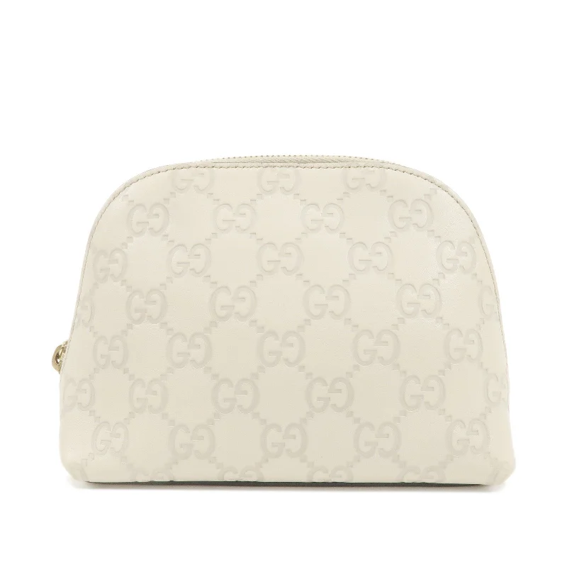 Women Gucci crossbody bags with a keychain holderGUCCI Guccissima Leather Pouch Cosmetic POuch Ivory 141810