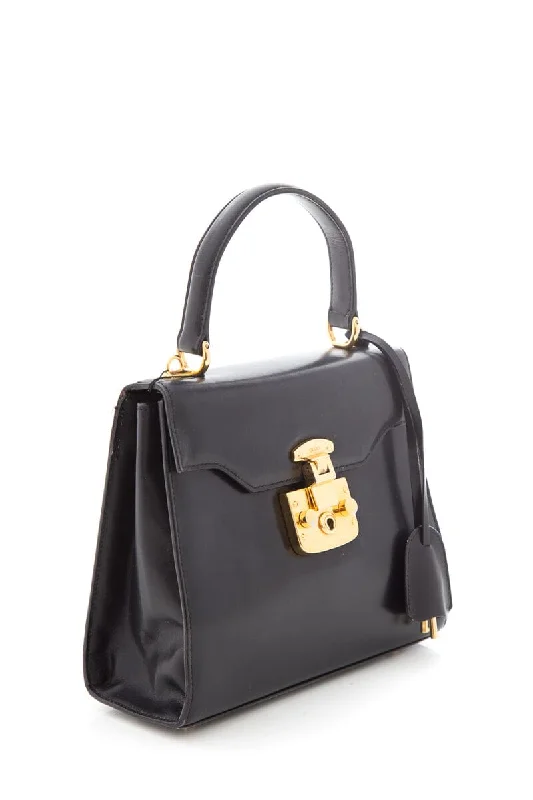 Ladies Gucci shoulder bags with a single - handle designGucci Midnight Lady Lock Leather Handbag