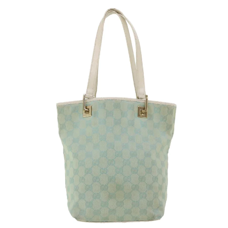 Women Gucci bags with a chain - link trim and a leather bodyGUCCI GG Canvas Shoulder Bag Light Blue 0021099 001998  34957