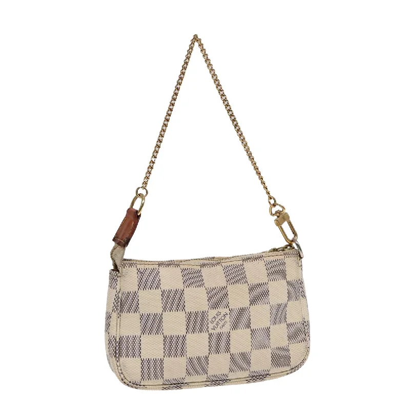 Louis Vuitton handbags with a patent - leather finish for a shiny lookLOUIS VUITTON Damier Azur Mini Pochette Accessoires Pouch N63005 LV Auth 86634