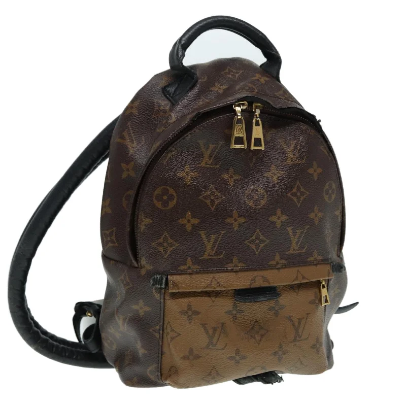 Louis Vuitton bags with a chain - link trim and a leather body for a modern edgeLOUIS VUITTON Monogram Reverse Palm Springs PM Backpack M43116 LV Auth 86477