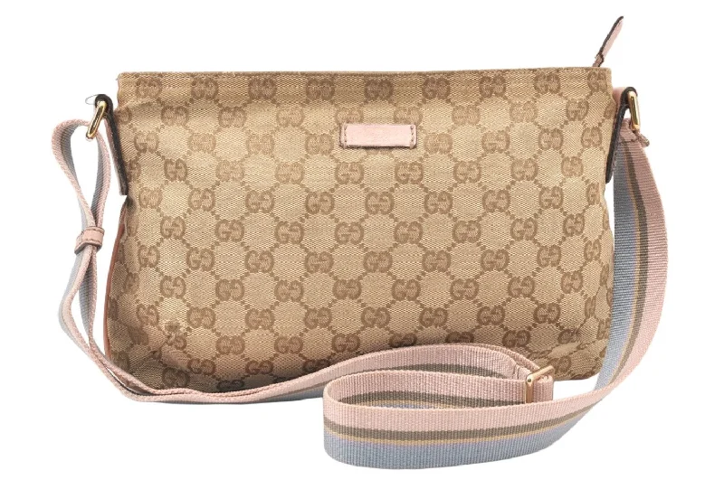 Gucci handbags for women with a metal - framed claspAuthentic GUCCI Shoulder Cross Body Bag GG Canvas Leather 189749 Beige 6069K