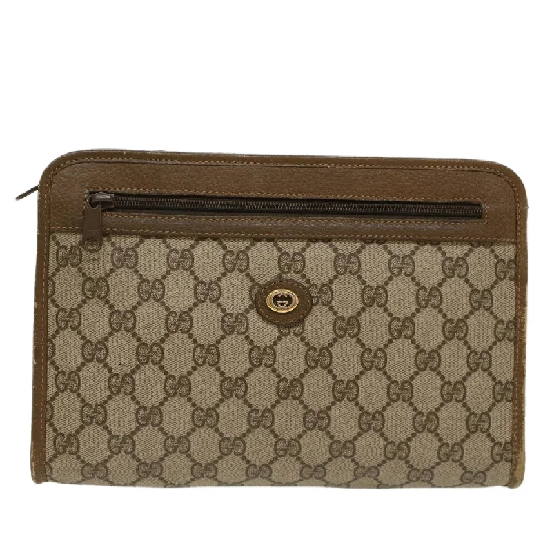 Gucci backpacks for women with a hidden back pocketGUCCI GG Canvas Clutch Bag PVC Leather Beige  yk7935B