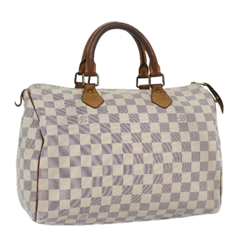 Louis Vuitton bags with a snap - button closure and a decorative charm for styleLOUIS VUITTON Damier Azur Speedy 30 Hand Bag N41533 LV Auth 86862