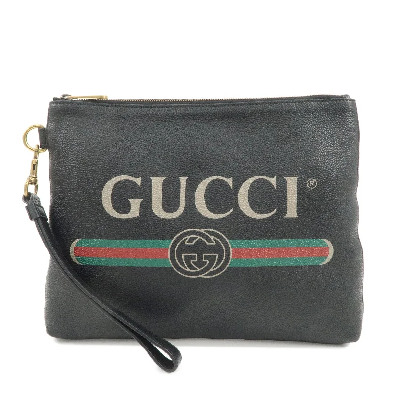 Women Gucci crossbody bags with a printed floral patternGUCCI Sherry Leather Portfolio Clutch Bag Medium Black 572770