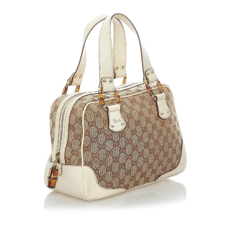 Women Gucci bags with a detachable mirror insideGucci Bamboo GG Canvas Handbag (32941)