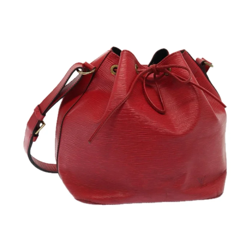 Ladies Louis Vuitton Capucines bags with gold - toned hardwareLOUIS VUITTON Epi Petit Noe Shoulder Bag Red M44107 LV Auth 86848