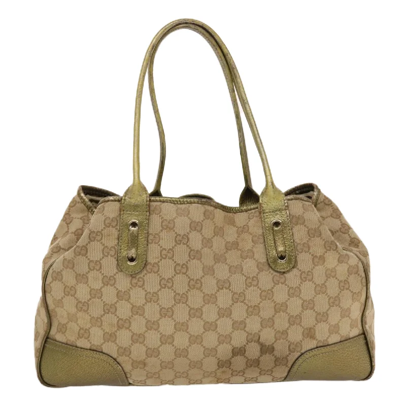 Gucci backpacks for women with a hidden back pocketGUCCI GG Canvas Shoulder Bag Beige Gold  49063