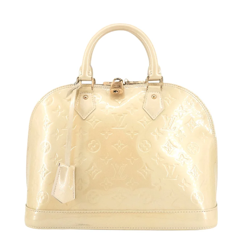 Louis Vuitton bags with a chain - link trim and a leather body for a modern edgeAlma PM Monogram Vernis Leather Handbag