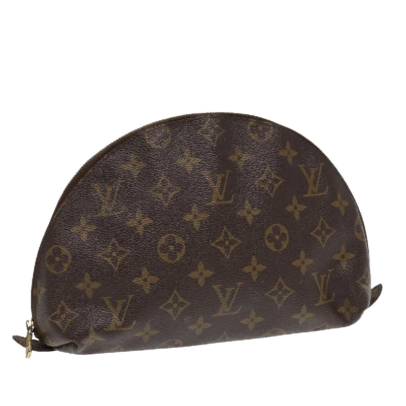 Ladies Louis Vuitton shoulder bags with a wide - width strap for comfortLOUIS VUITTON Monogram Trousse Demi Ronde Cosmetic Pouch M47520 LV Auth bs16953