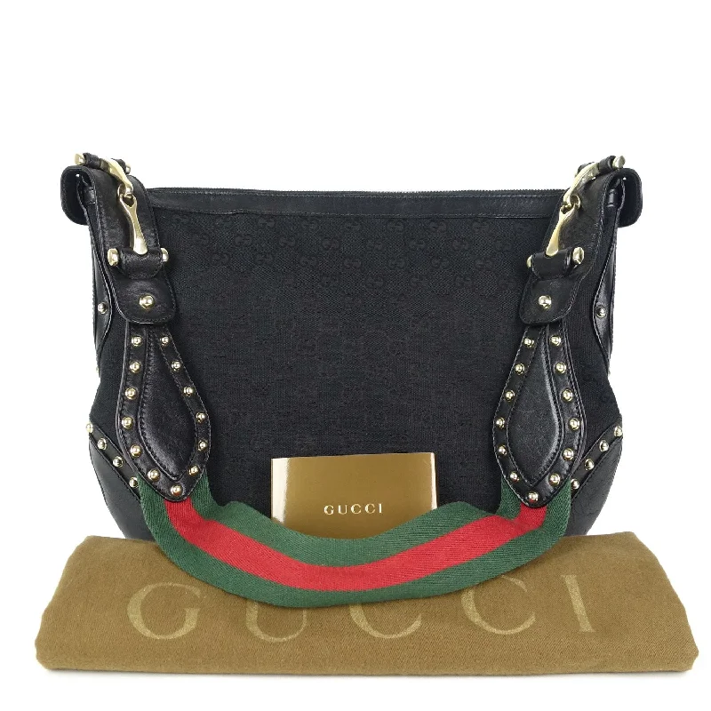 Ladies Gucci shoulder bags with a wide - width strapPelham Web Monogram Canvas Hobo Bag