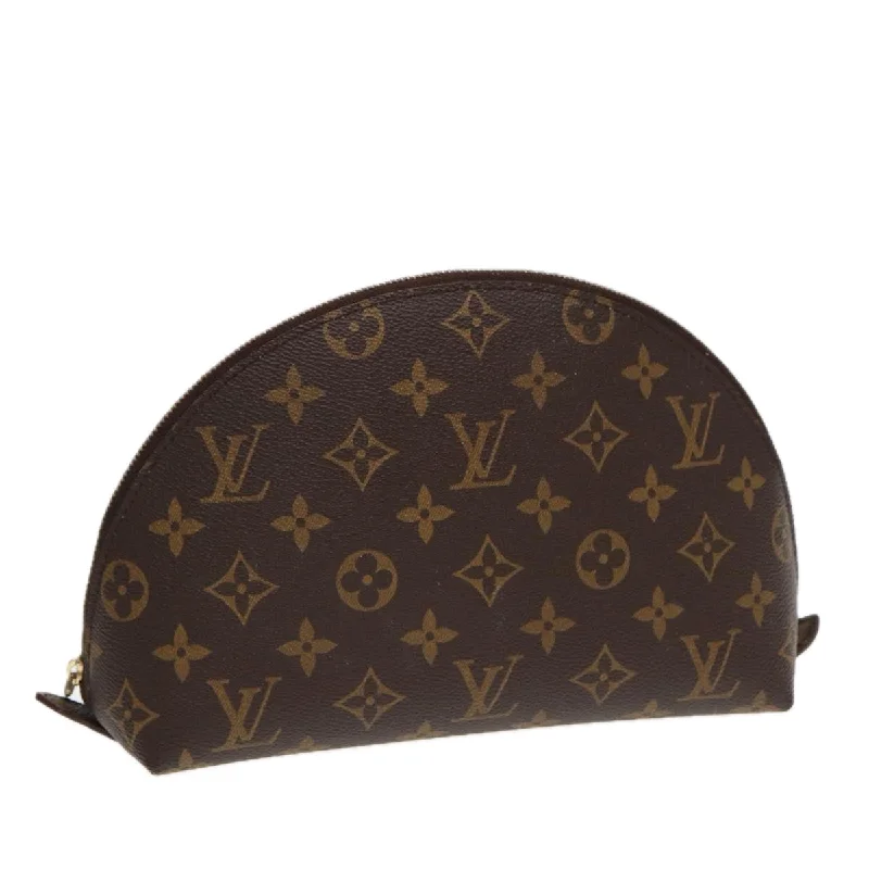 Ladies Louis Vuitton shoulder bags with a magnetic - closure flap for easeLOUIS VUITTON Monogram Trousse Demi Ronde Cosmetic Pouch M47520 LV Auth 87600