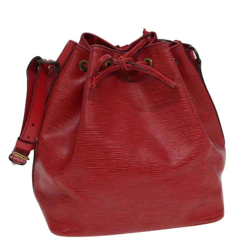 Louis Vuitton bags with a zippered interior pocket for better organizationLOUIS VUITTON Epi Petit Noe Shoulder Bag Red M44107 LV Auth 86578