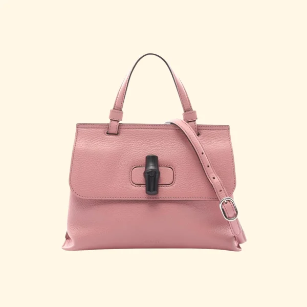 Gucci handbags for women with a beaded trimGucci Daily Bamboo Handbag Leather Pink