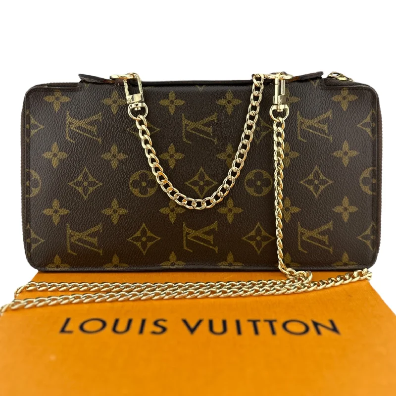 Louis Vuitton backpacks with a hidden back pocket for securityLOUIS VUITTTON Monogram Eclipse XL Top Handle Zip Organizer with added Rings and Crossbody Chain