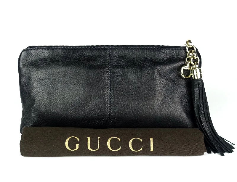 Ladies Gucci shoulder bags with a single - handle designSienna Grained Leather Tassel Clutch Bag