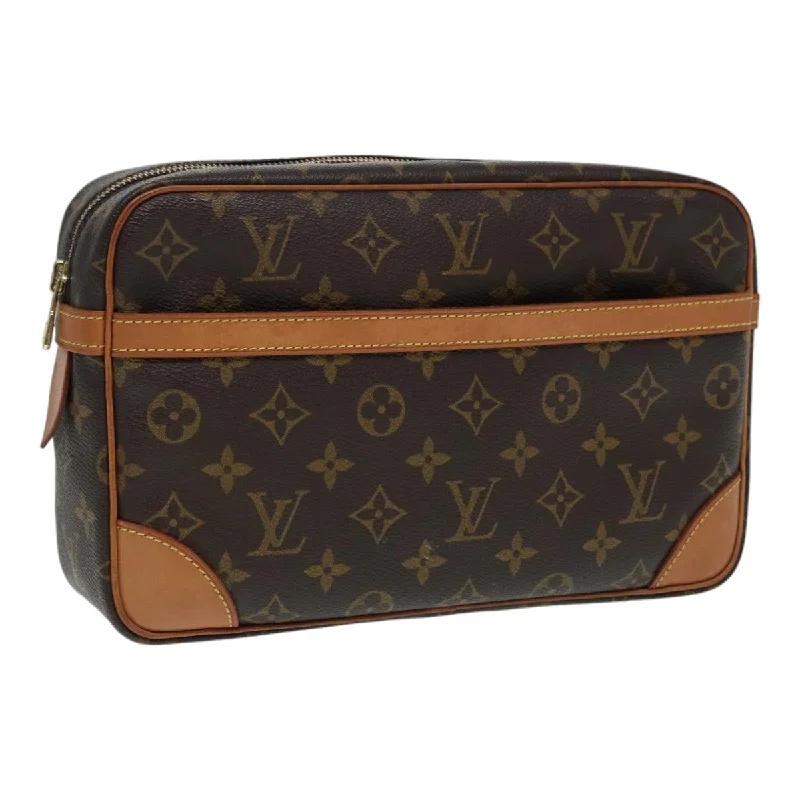 Louis Vuitton handbags with a patent - leather finish for a shiny lookLOUIS VUITTON Monogram Compiegne 28 Clutch Bag M51845 LV Auth 84975