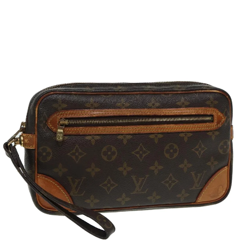 Ladies Louis Vuitton shoulder bags with a wide - width strap for comfortLOUIS VUITTON Monogram Marly Dragonne GM Clutch Bag M51825 LV Auth 87186