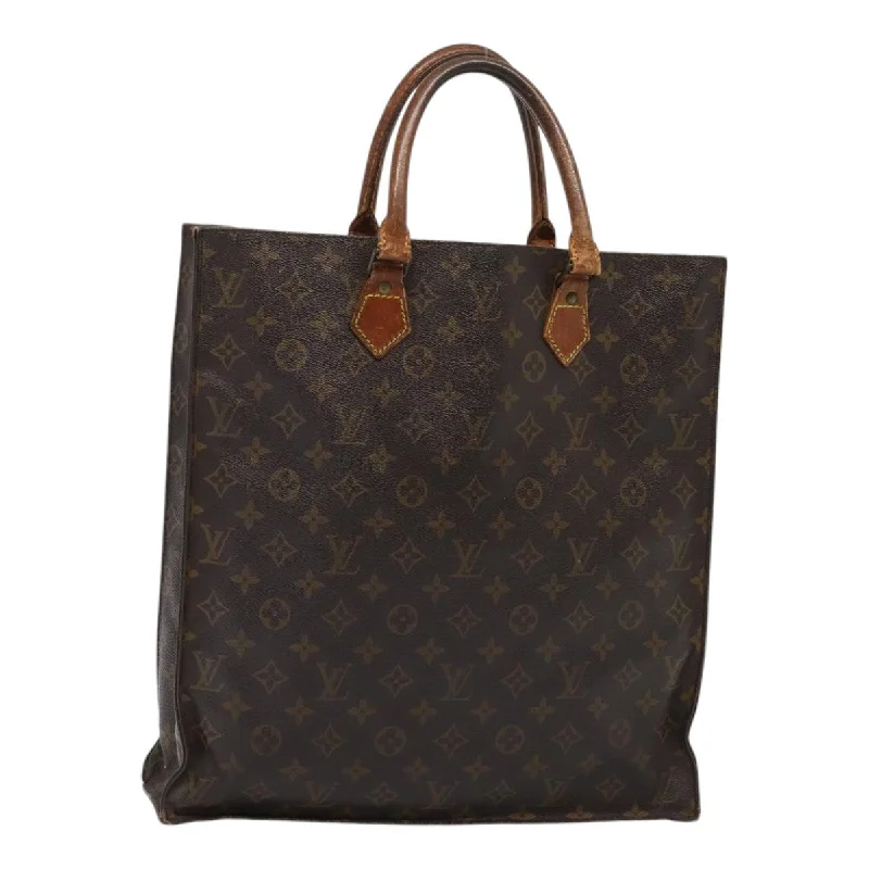 Louis Vuitton backpacks with a hidden back pocket for securityLOUIS VUITTON Monogram Sac Plat Hand Bag M51140 LV Auth 87386