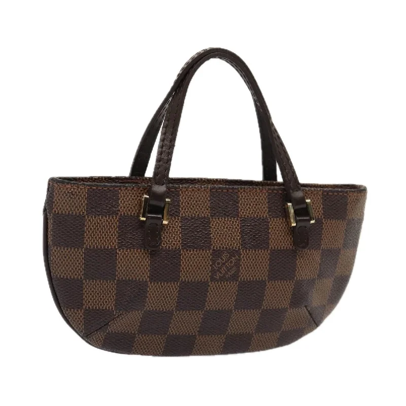 Louis Vuitton bags with a snap - button closure and a decorative charm for styleLOUIS VUITTON Damier Ebene Manosque GM Accessory Pouch N51120 LV Auth 87441