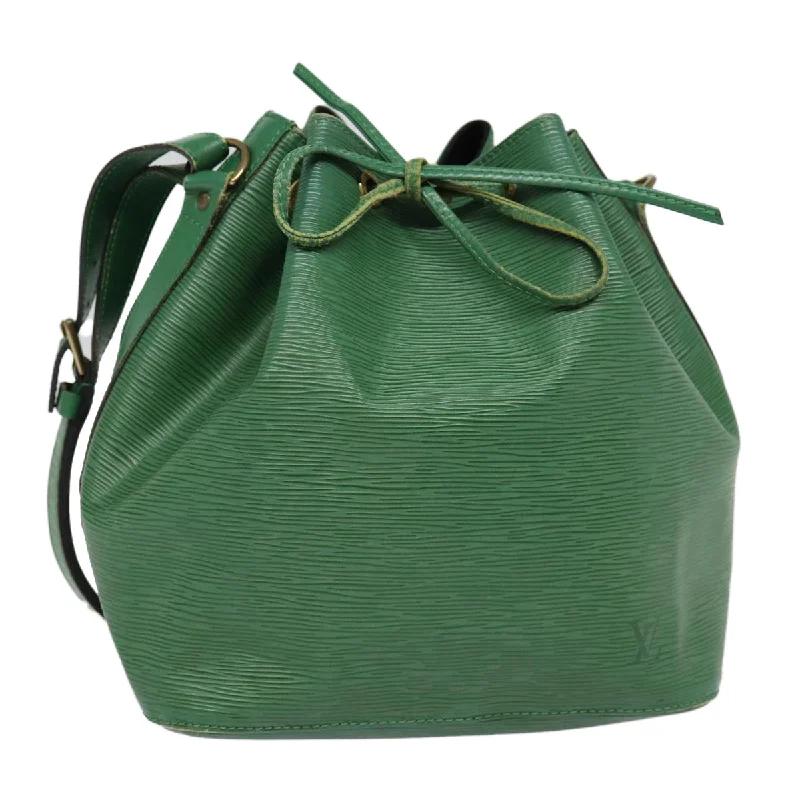 Ladies Louis Vuitton shoulder bags with a single - handle silhouetteLOUIS VUITTON Epi Petit Noe Shoulder Bag Green M44102 LV Auth 87508