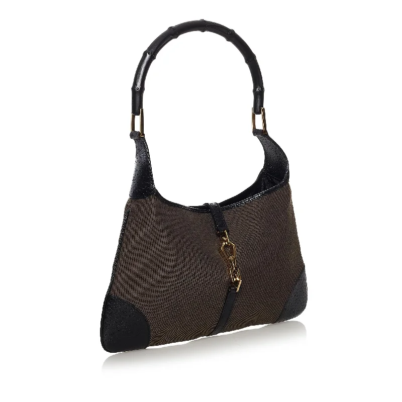 Ladies Gucci shoulder bags with a wide - width strapGucci Bamboo Jackie Canvas Shoulder Bag (32753)