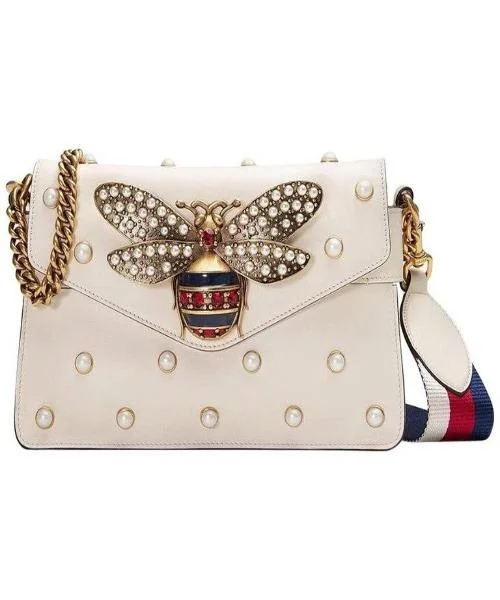 Women Gucci bags with a detachable mobile phone holderGucci Broadway Leather Mini Bag White