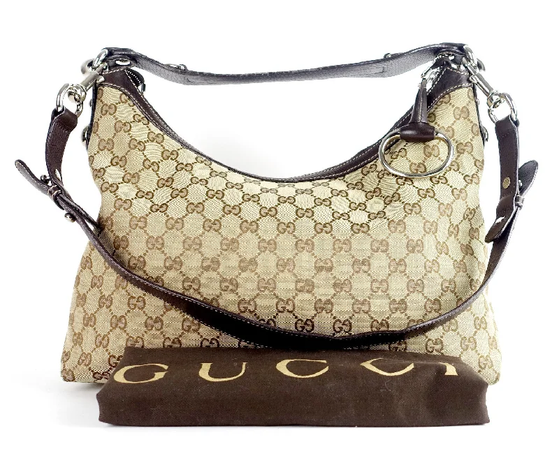 Ladies Gucci shoulder bags with a single - handle designMonogram Canvas Large Hobo Bag