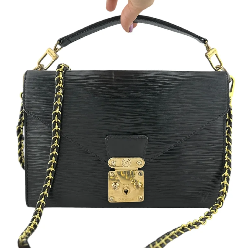 Louis Vuitton Speedy bags in monogram canvas for a classic lookLOUIS VUITTON Black Epi Leather Sac Biface Top Handle Bag with Added Crossbody Chain