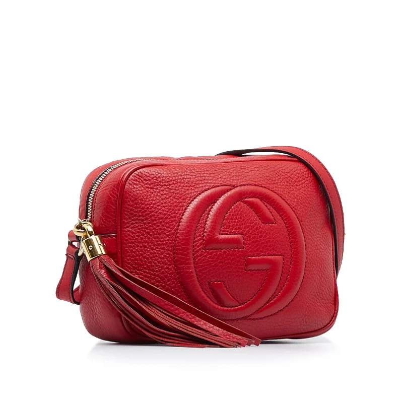 Women Gucci Sylvie bags with a crystal - embellished web stripeGucci Soho Disco Crossbody Bag Red