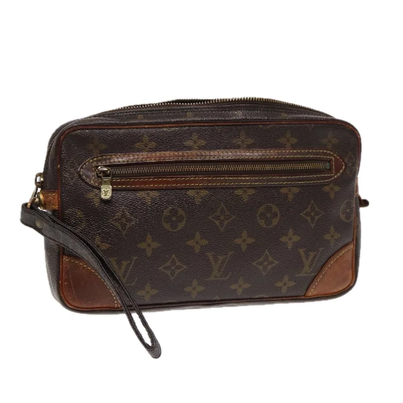 Louis Vuitton bags with a detachable mirror inside for on - the - go touch - upsLOUIS VUITTON Monogram Marly Dragonne GM Clutch Bag M51825 LV Auth 86781